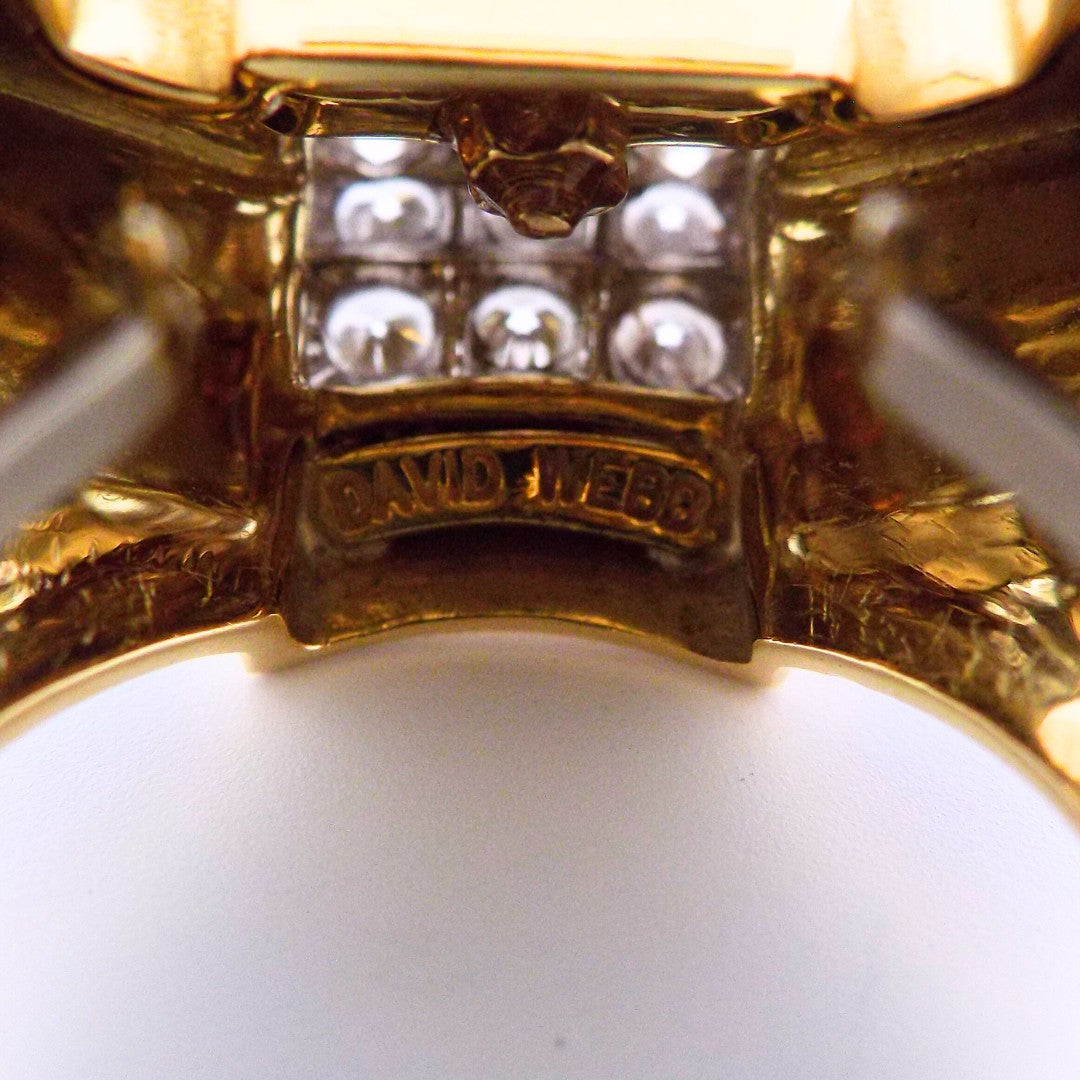 David Webb 18K Blue Enamel Diamond Ring