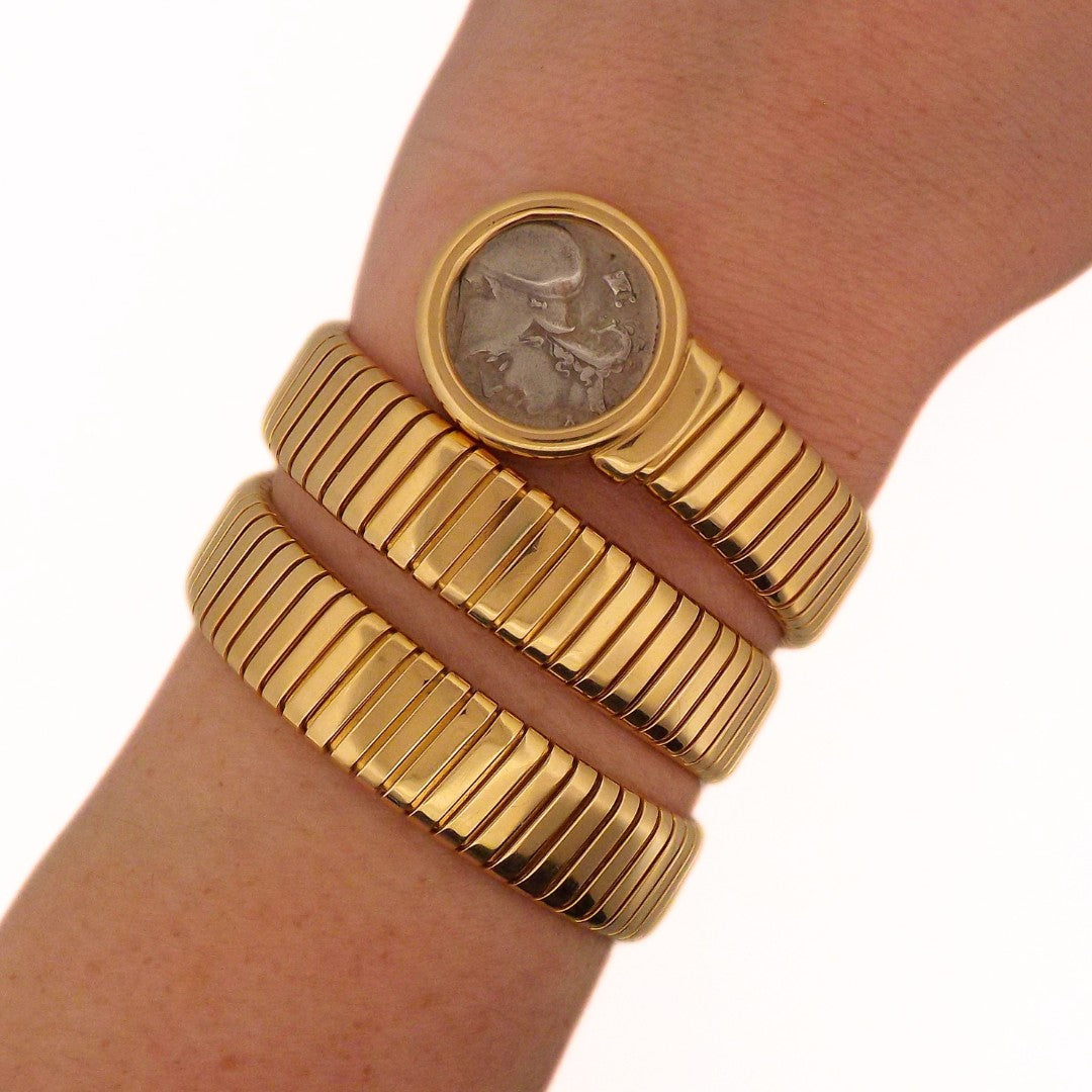 Bulgari 18K Tubogas 'Monete' Wrap Bracelet