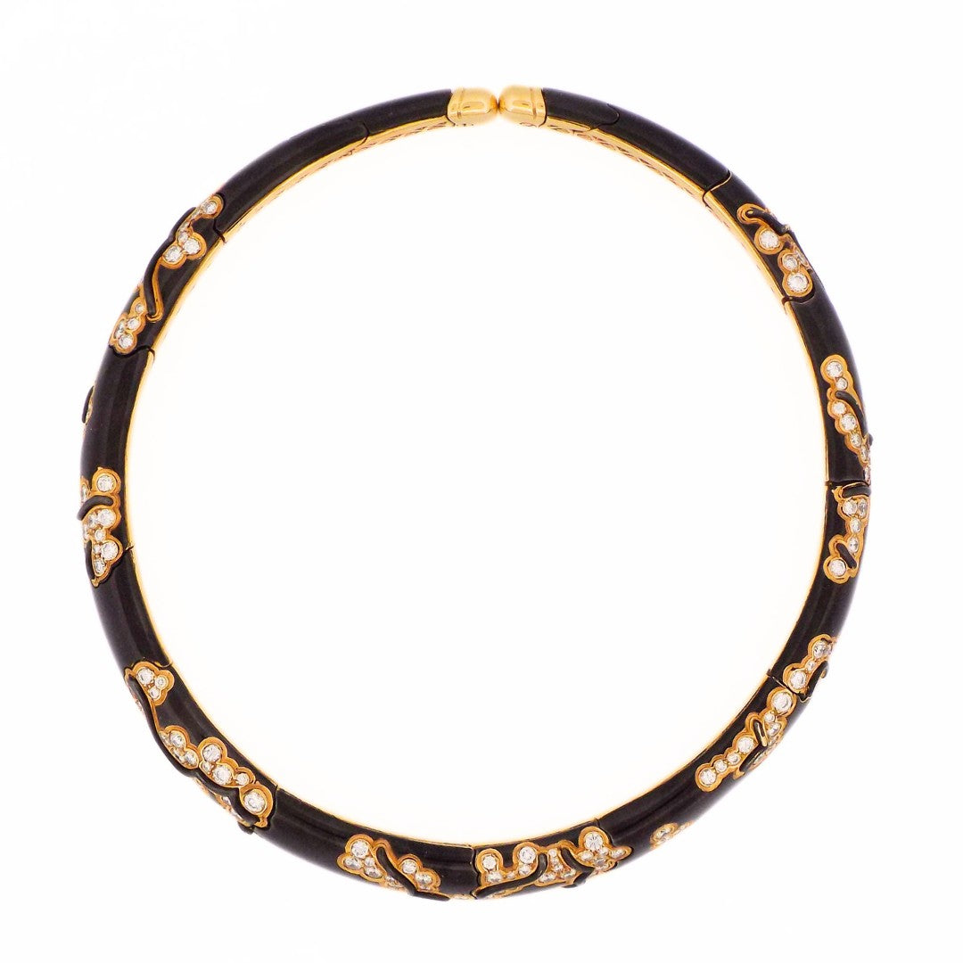 Marina B 18K Black Enamel Diamond 'Écume' Choker Necklace