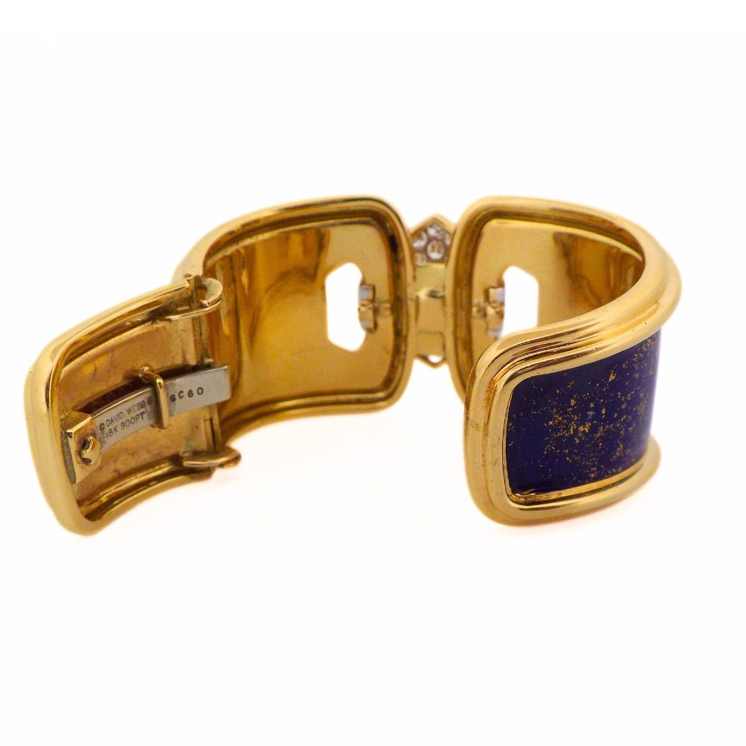 David Webb 18K Blue Enamel Diamond Bracelet
