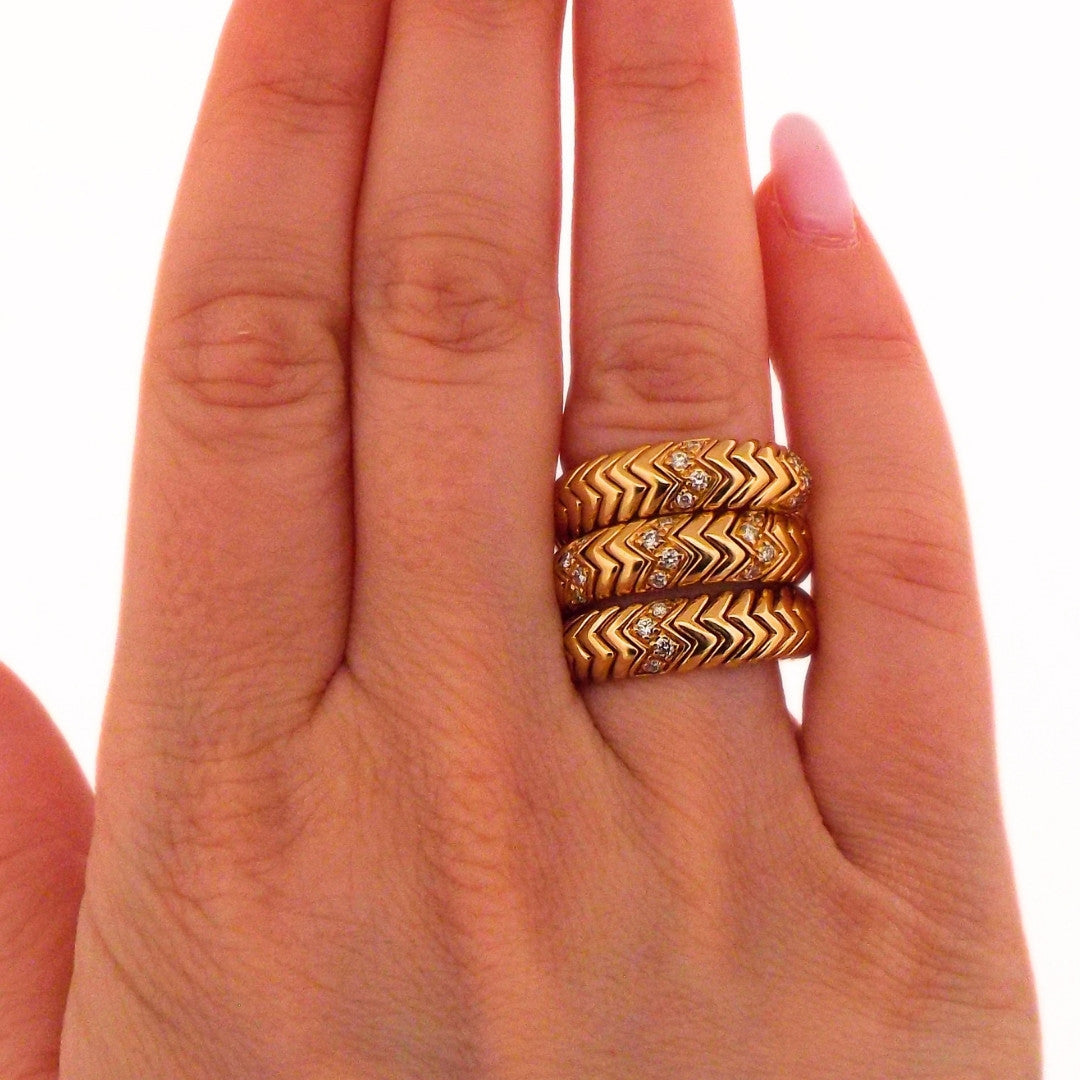 Bulgari 18K Diamond Spiga Ring SZ 6
