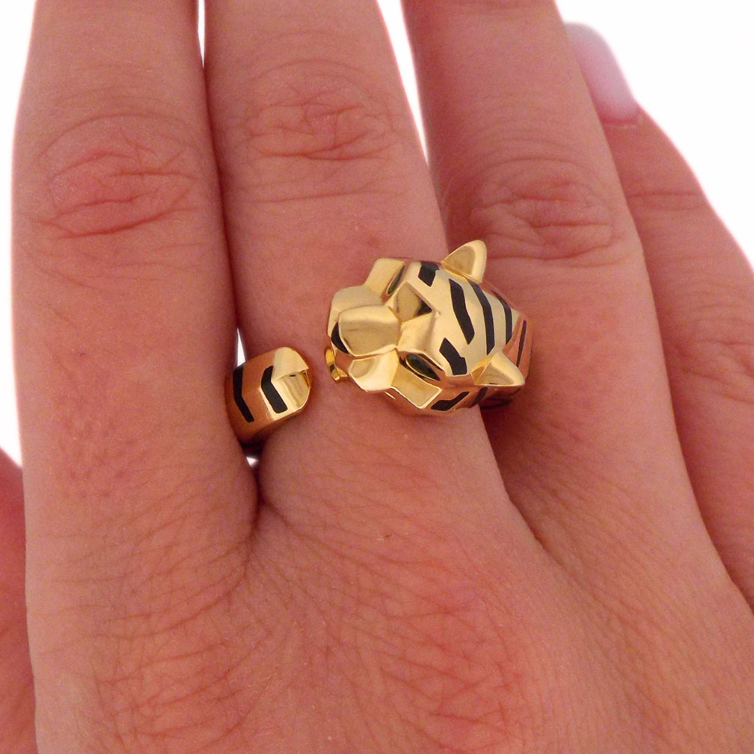 Cartier 18K 'Panthère de Cartier' Onyx Garnet Ring SZ 54