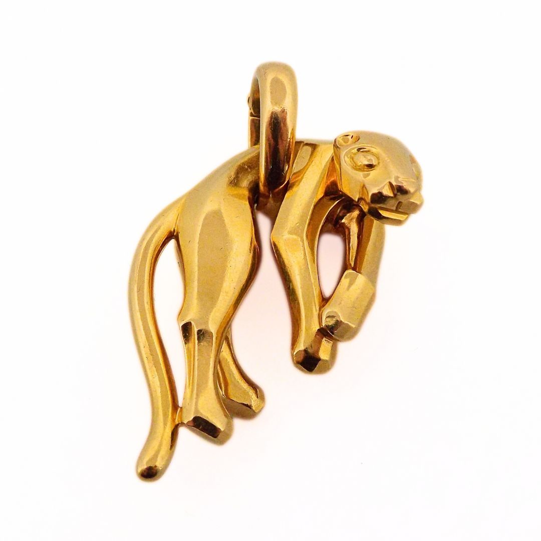 Cartier 18K Yellow Gold Panther Pendant with Chain