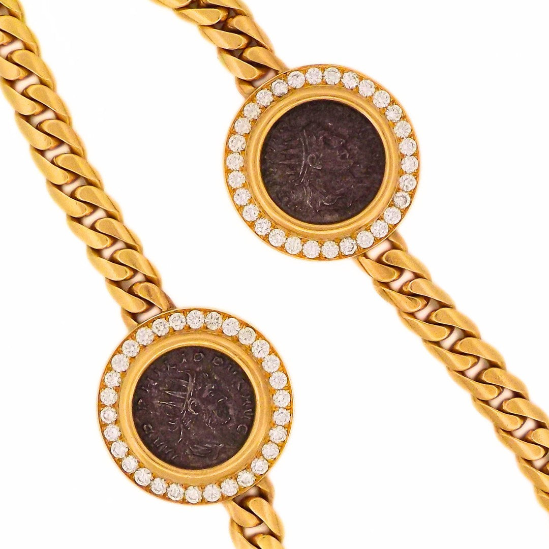 Bulgari 18K Diamond 'Monete' 7-Coin Chain Necklace