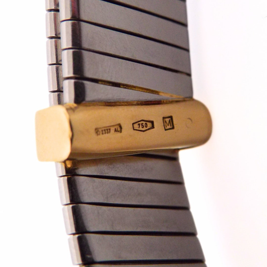 Bulgari 18K Steel Tubogas Grommet Adjustable Choker Necklace