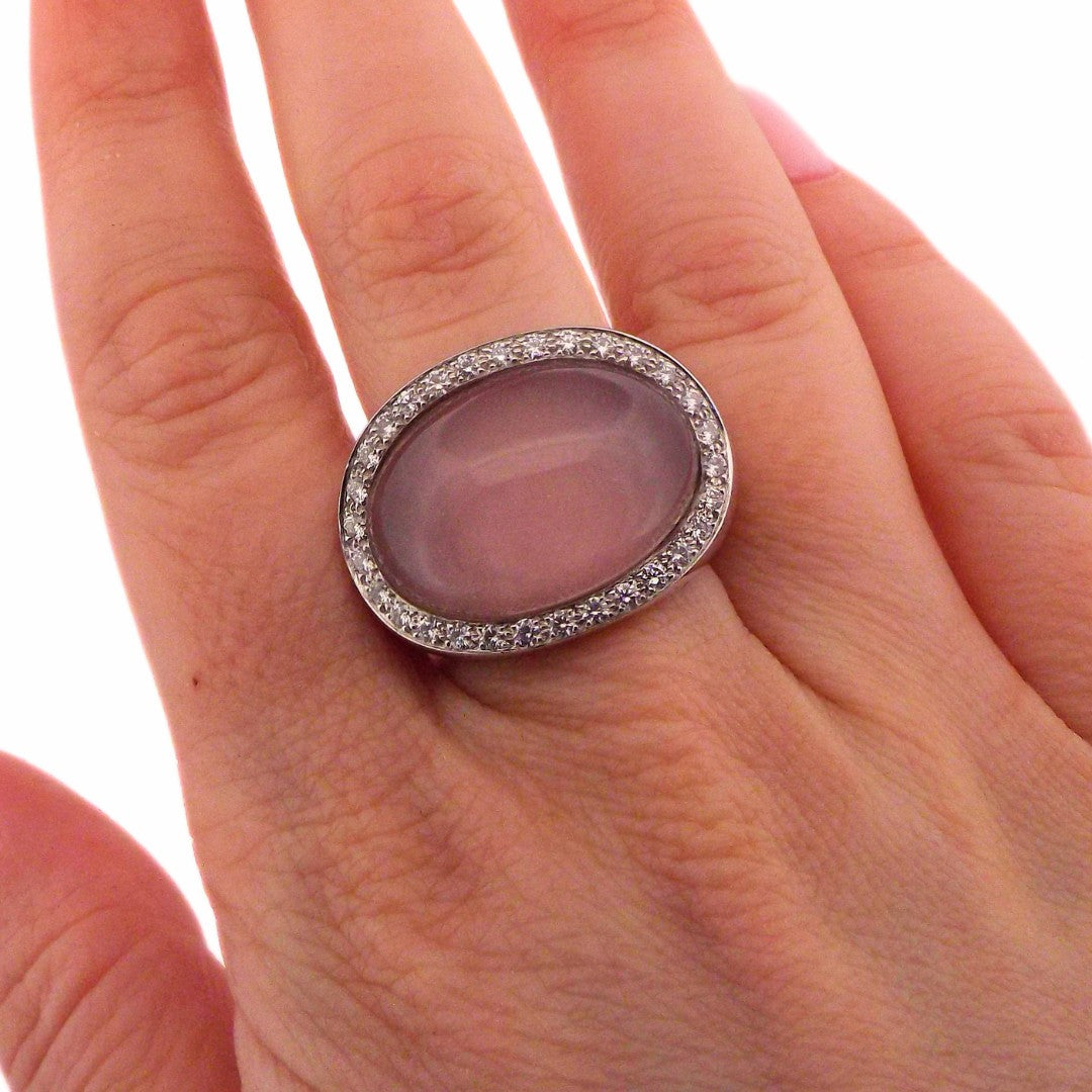 Van Cleef & Arpels 18K Rose Quartz Ring SZ 52