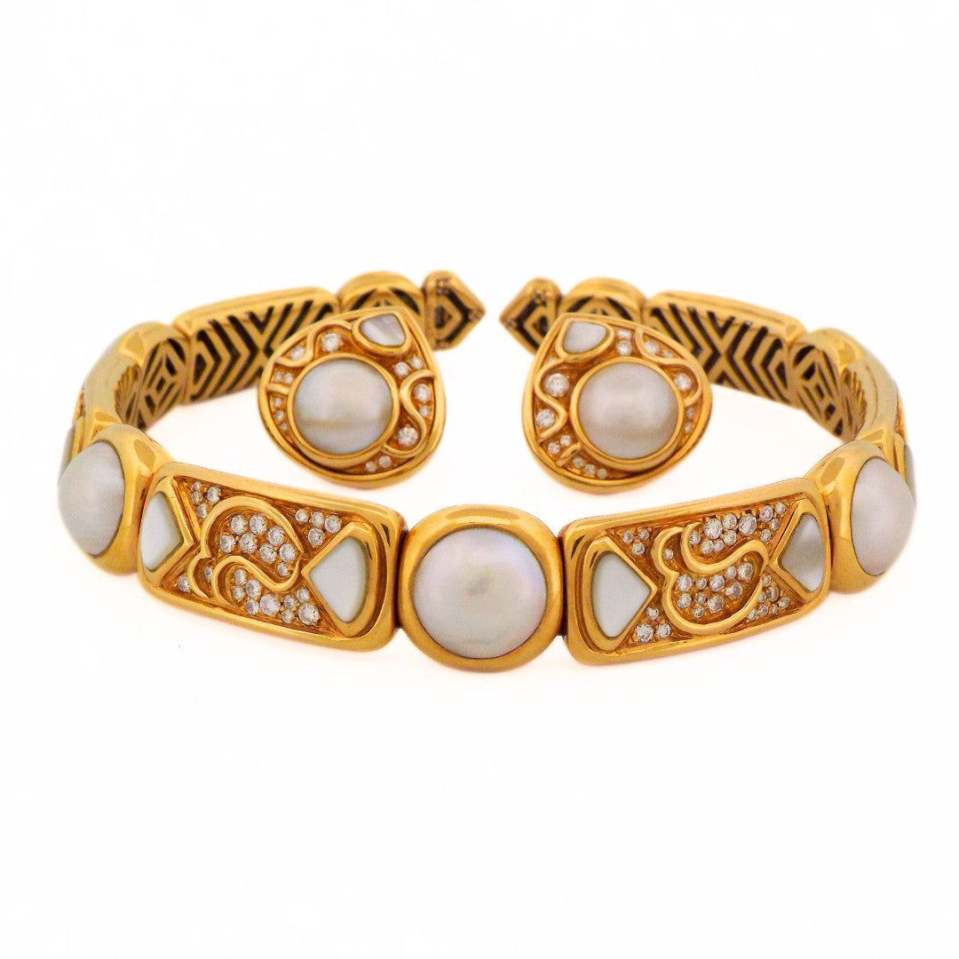 Marina B 18K Mabé and Mother-of-Pearl Diamond Choker Necklace
