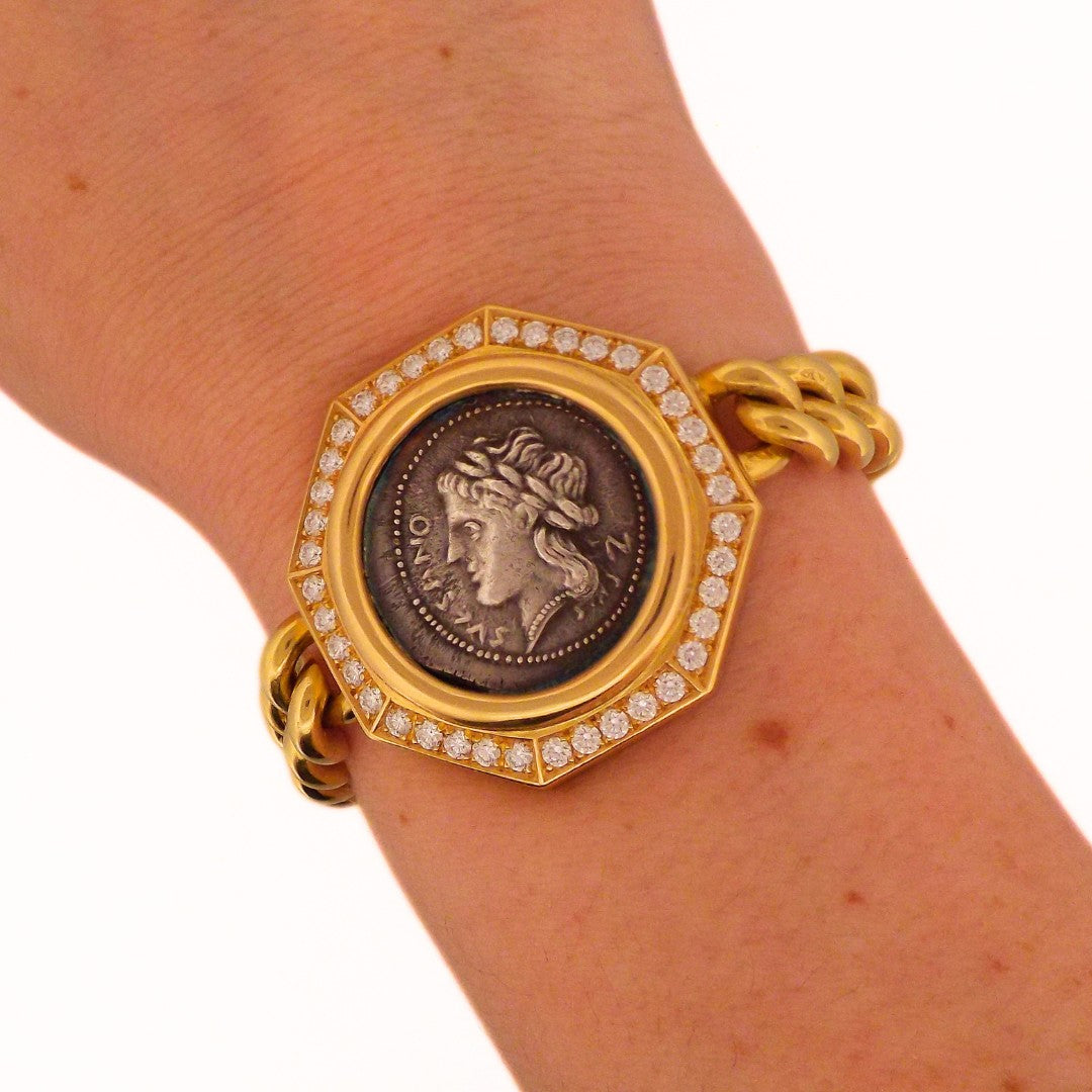 Bulgari 18K Diamond Monete Chain Bracelet