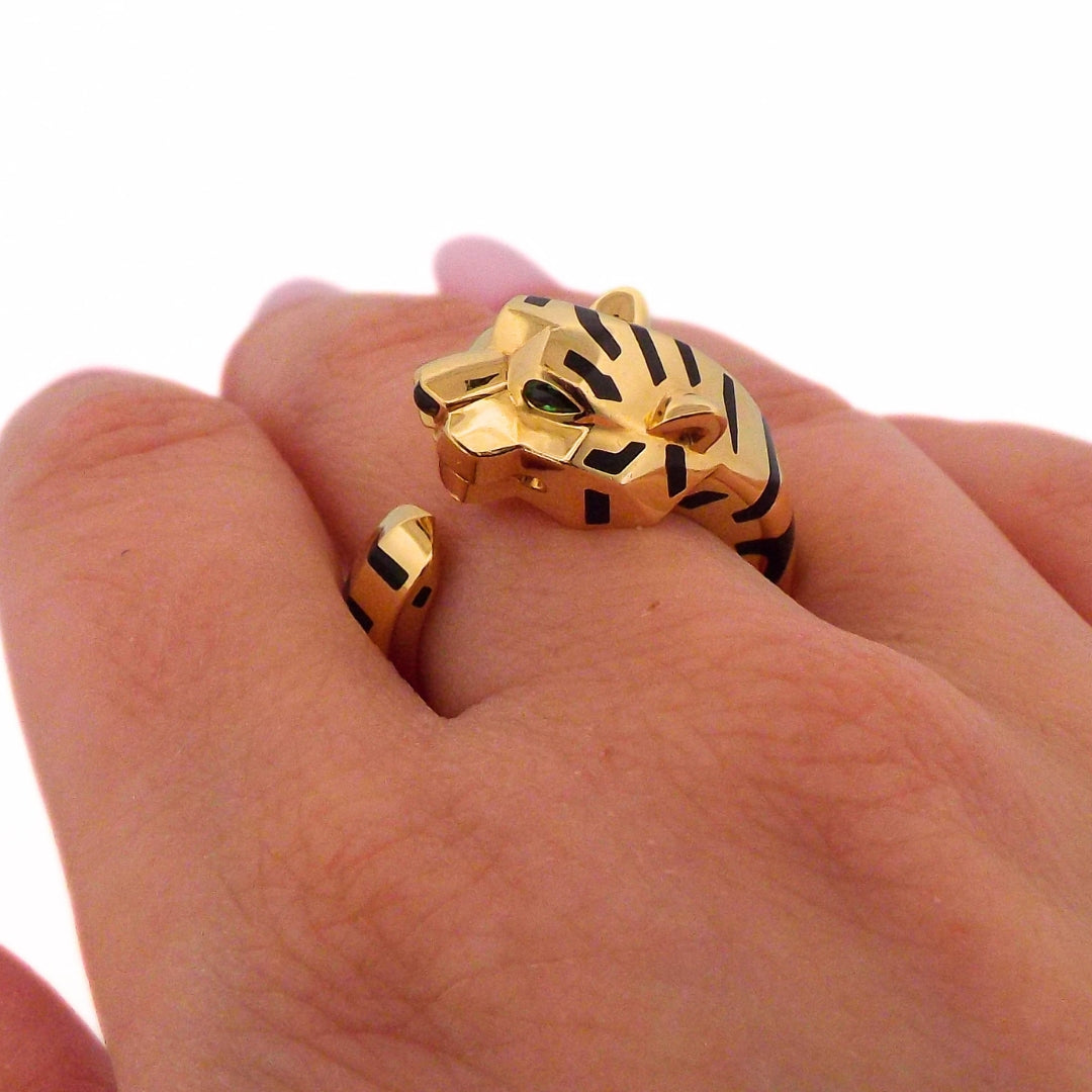 Cartier 18K 'Panthère de Cartier' Onyx Garnet Ring SZ 54