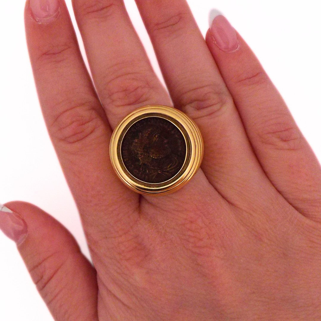 Bulgari 18K Gold Monete Dome Ring