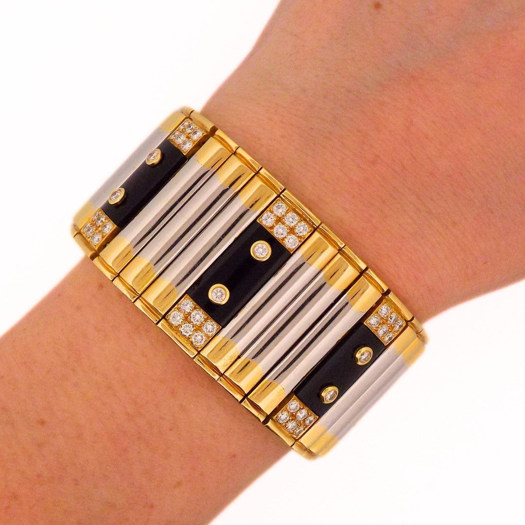 Cartier 18K Gold Onyx Diamond Bracelet
