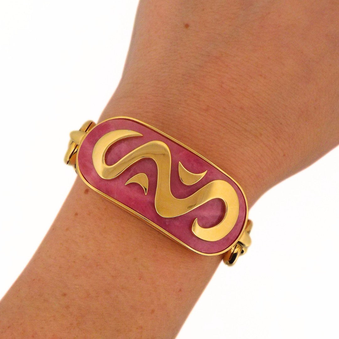 Bulgari 18K Yellow Gold Rhodochrosite Bracelet