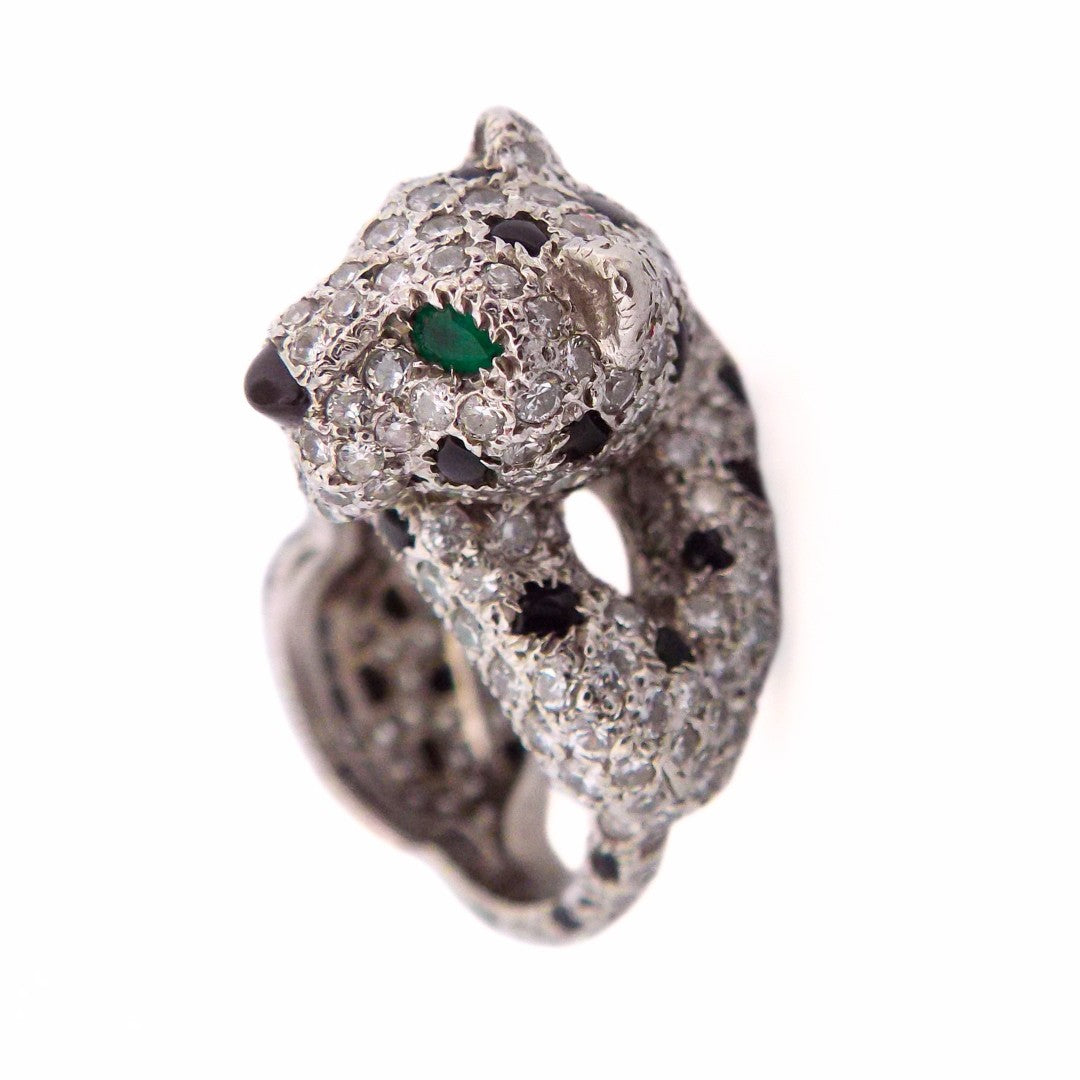 Cartier 18K Onyx Emerald Panthère de Cartier Ring