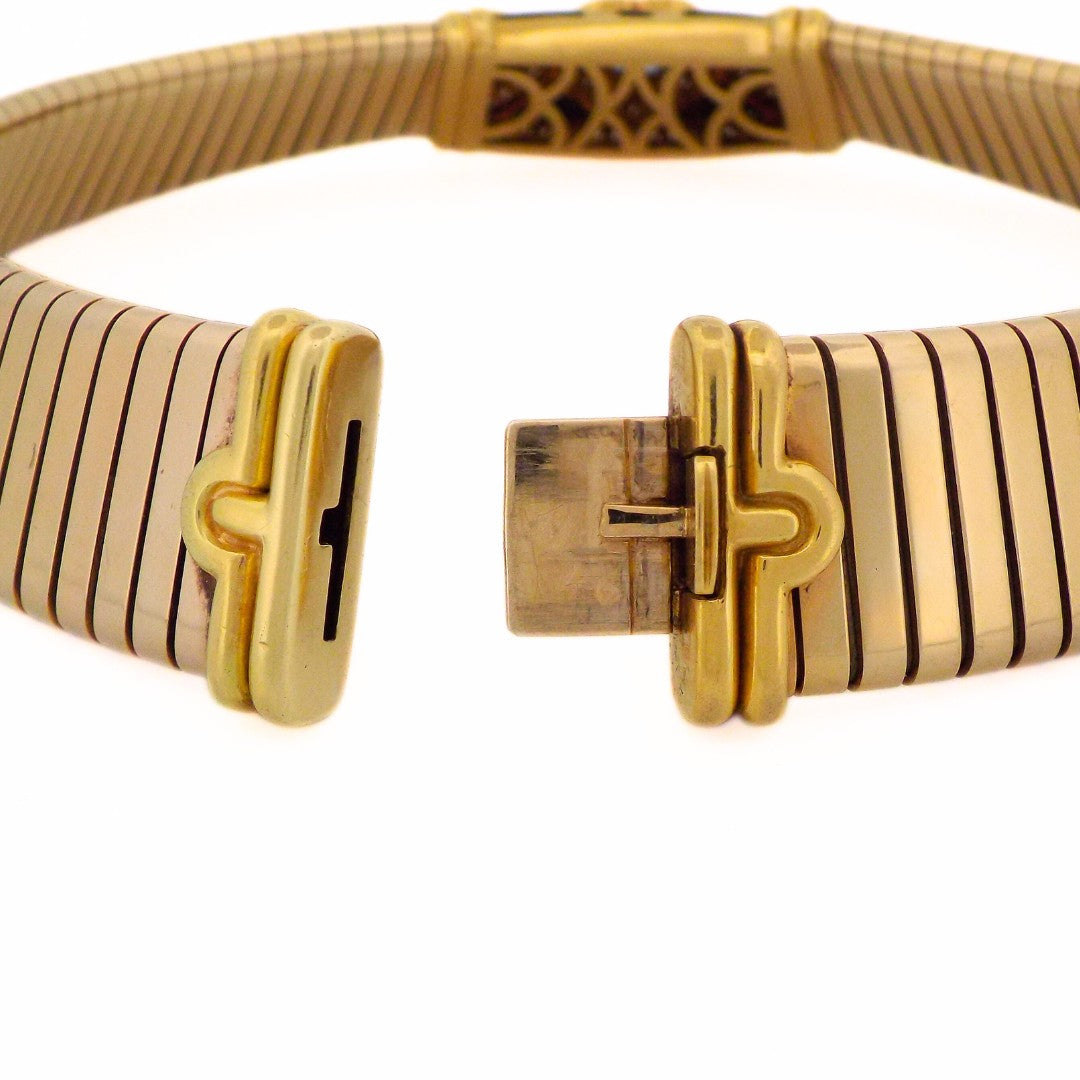 Bulgari 18K Tubogas Parentesi Aquamarine Collar Necklace