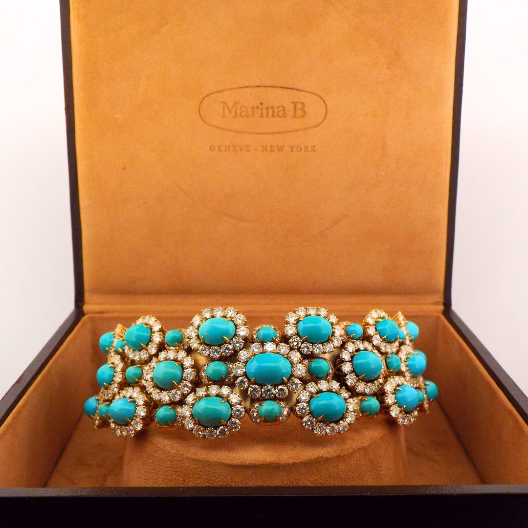 Marina B 18K Diamond Turquoise Choker Necklace