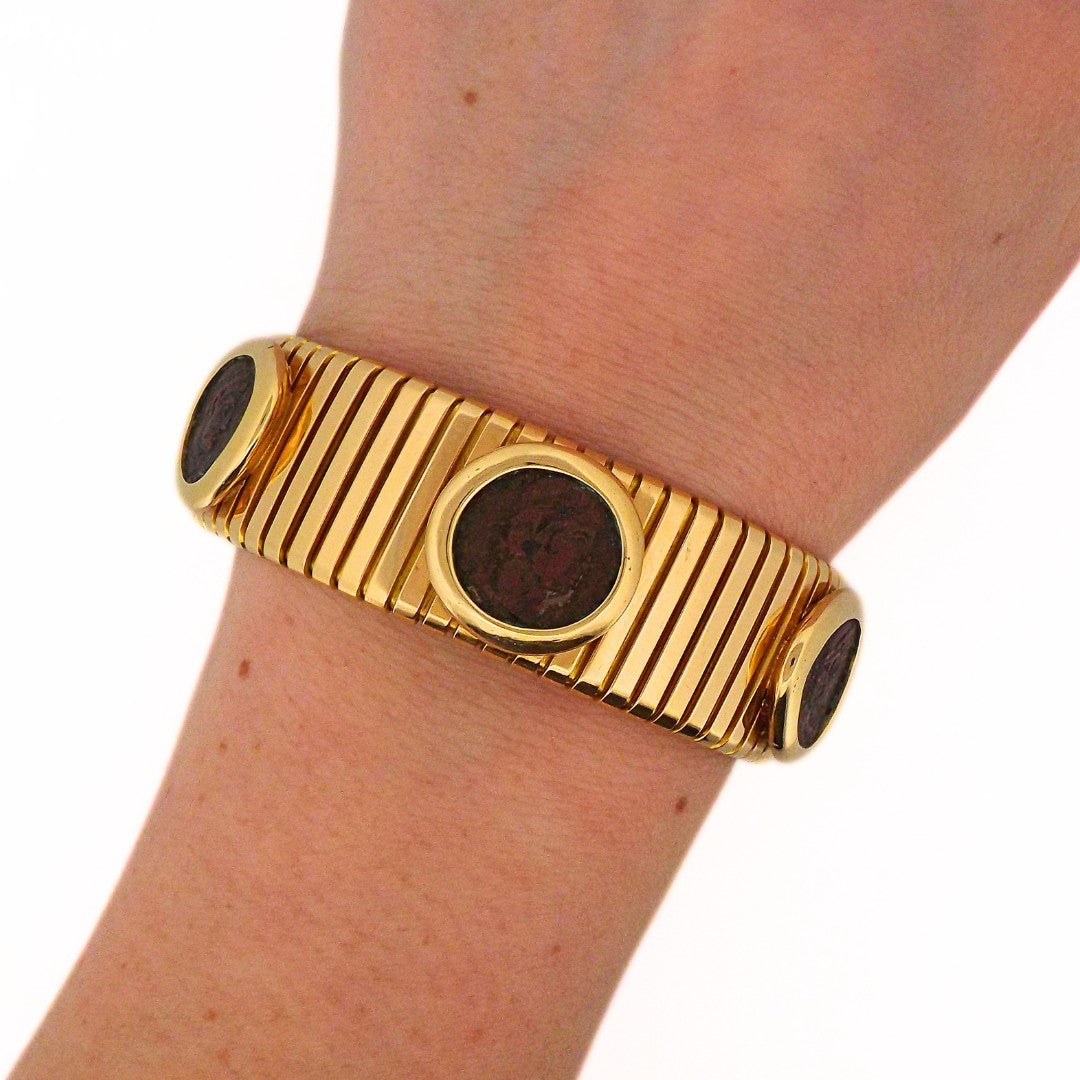 Bulgari 18K Tubogas Triple Monete Bracelet
