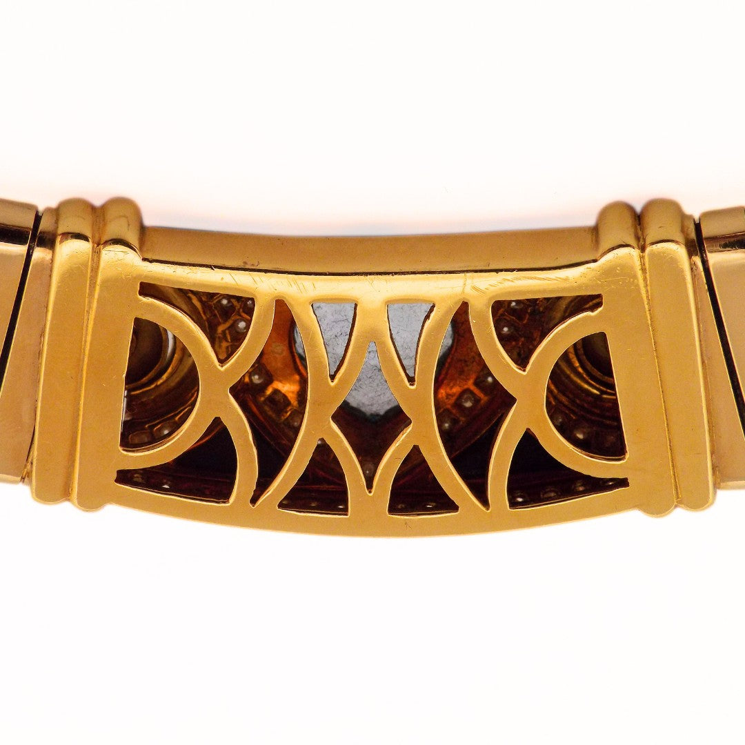 Bulgari 18K Tubogas Parentesi Aquamarine Collar Necklace