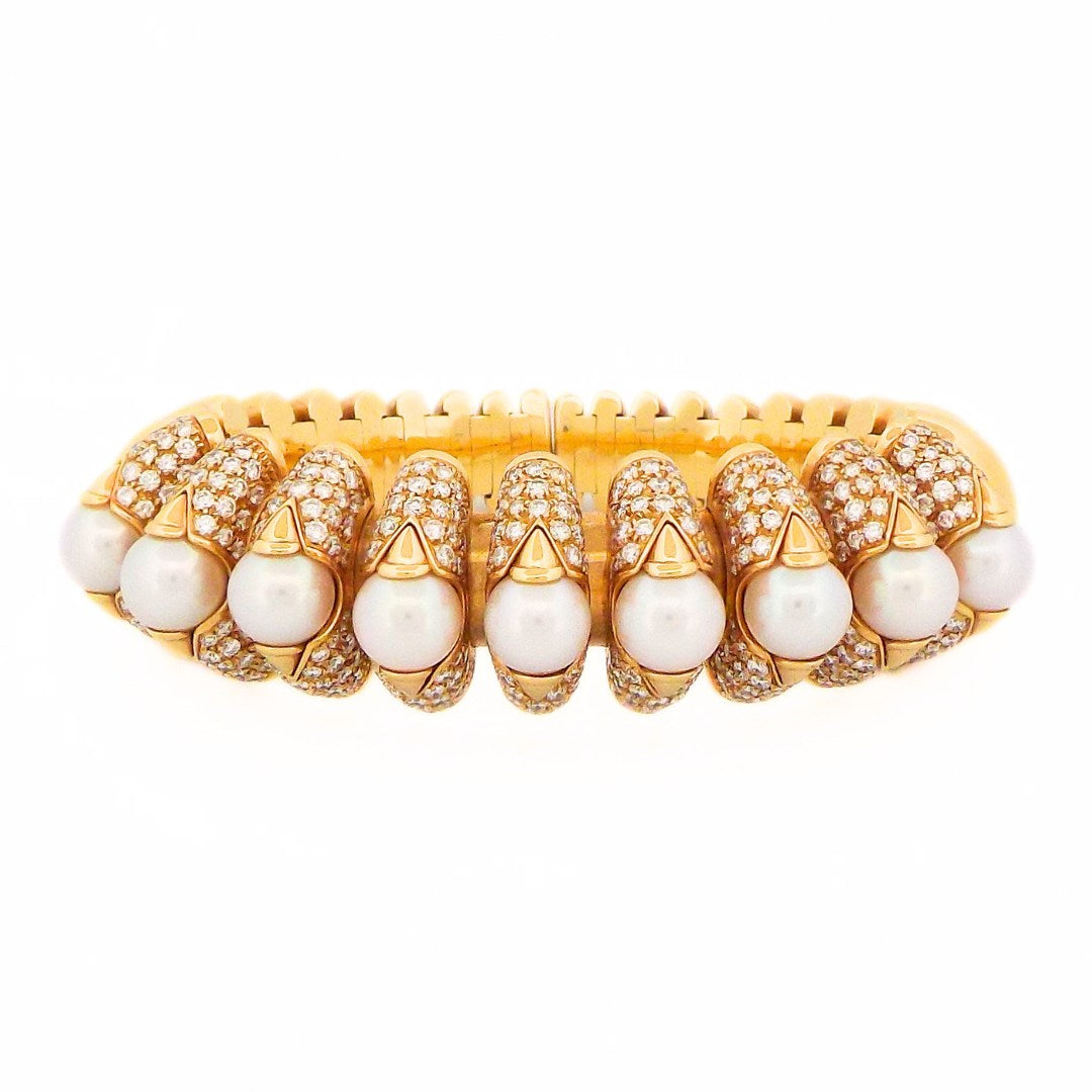 Bulgari 18K Pearl Diamond 'Celtica' Bracelet