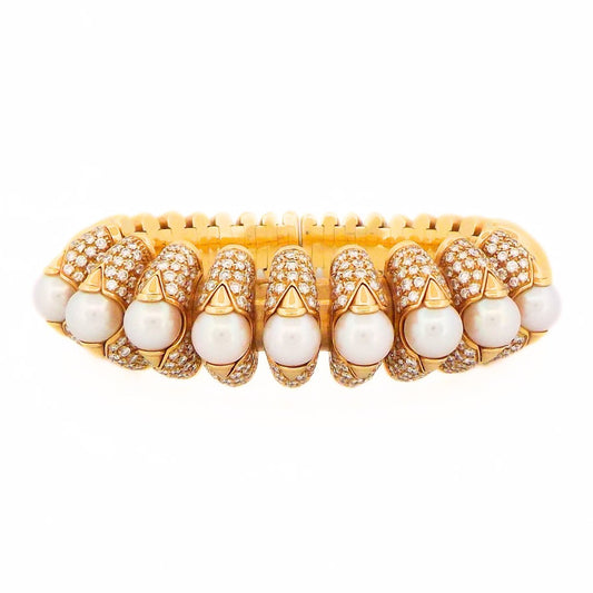Bulgari 18K Pearl Diamond 'Celtica' Bracelet
