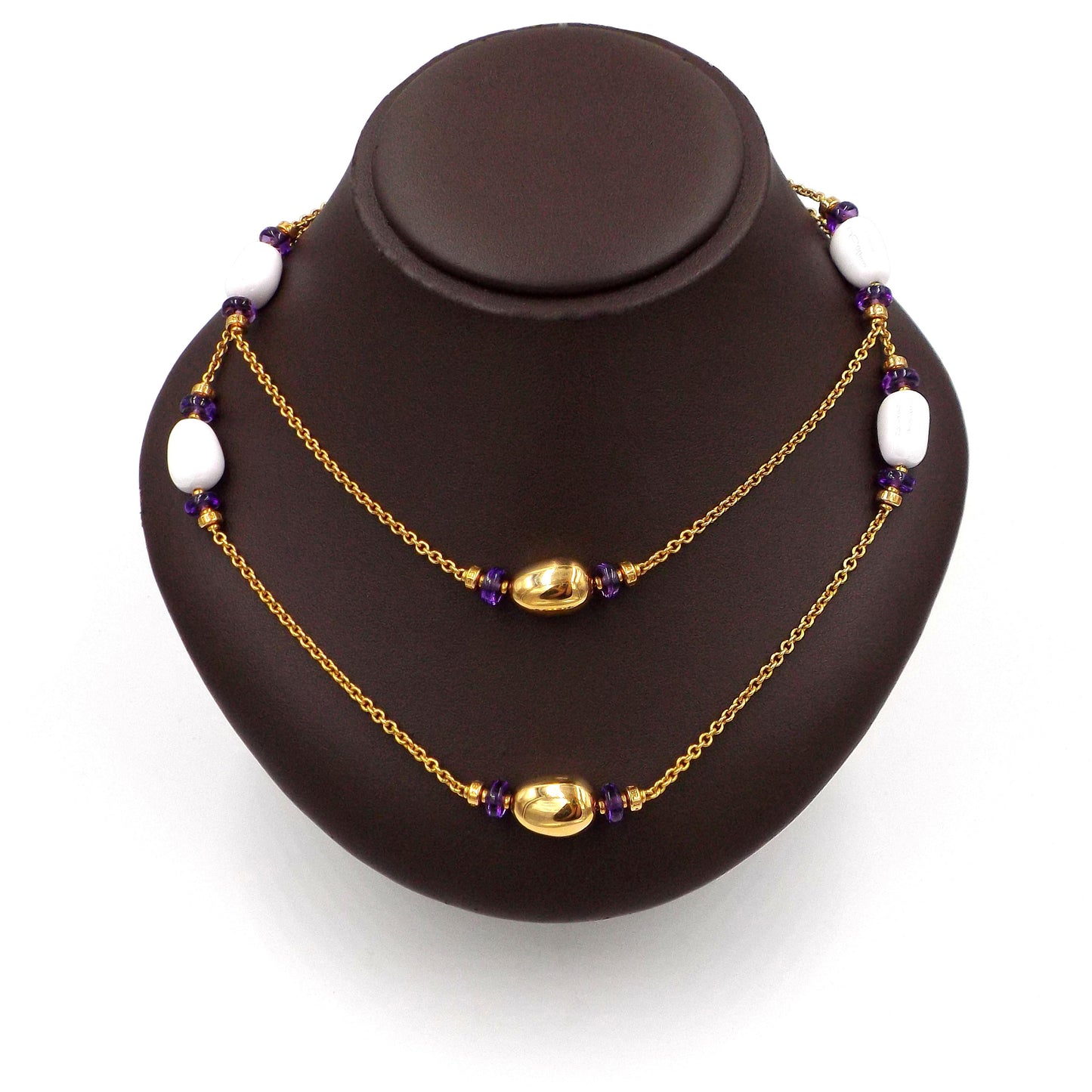 Bulgari Mediterranean Eden Sautoir 18k Rose Gold Amethyst Ceramic Bead Necklace