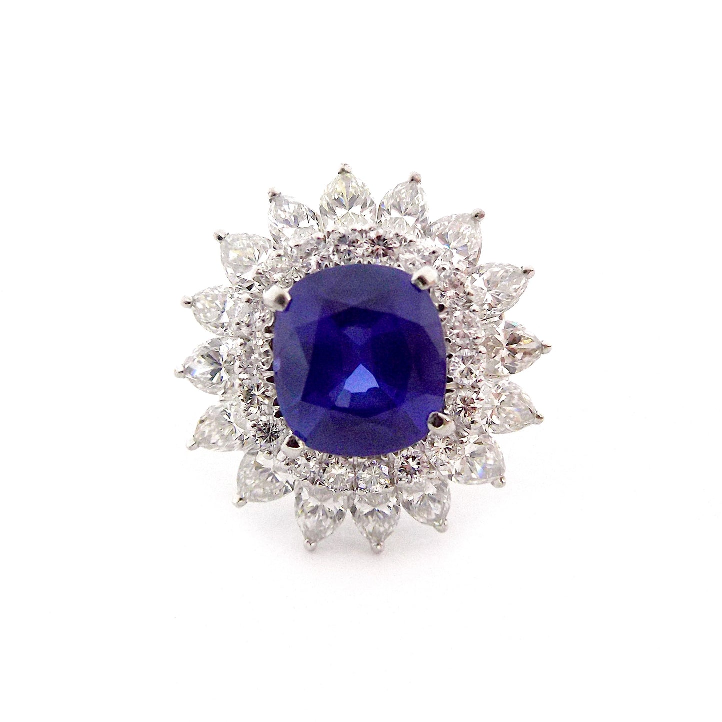 Burma No Heat Sapphire Diamond Platinum Ring