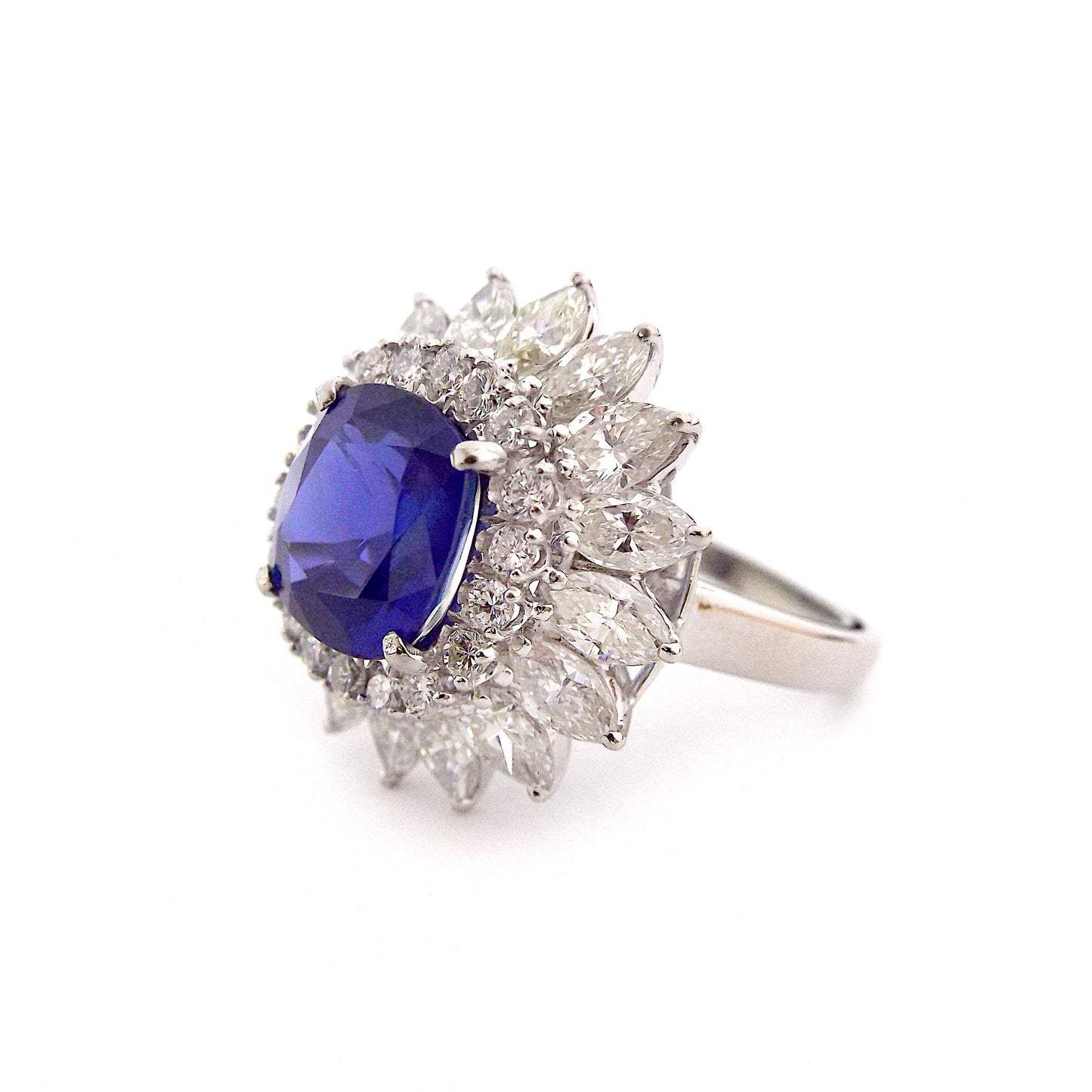 Burma No Heat Sapphire Diamond Platinum Ring