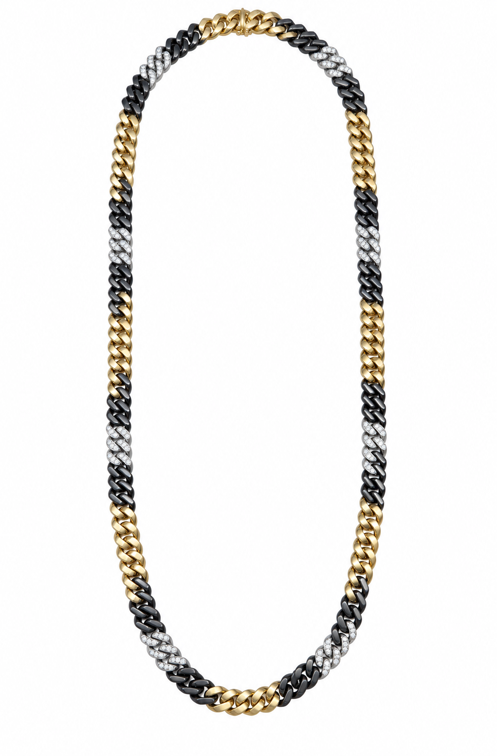 Bulgari 18K Yellow & Blackened Gold Diamond Chain Necklace