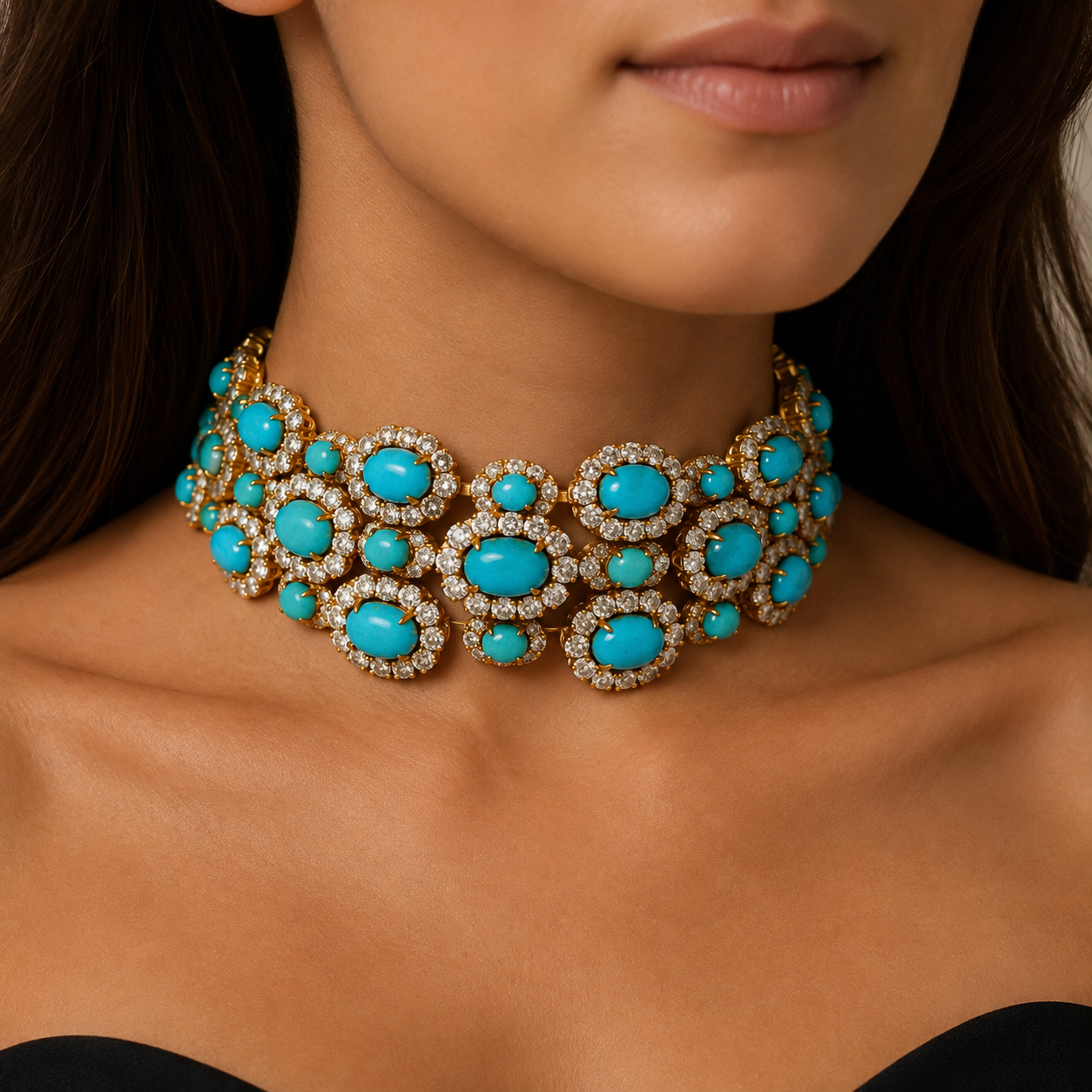 Marina B 18K Diamond Turquoise Choker Necklace