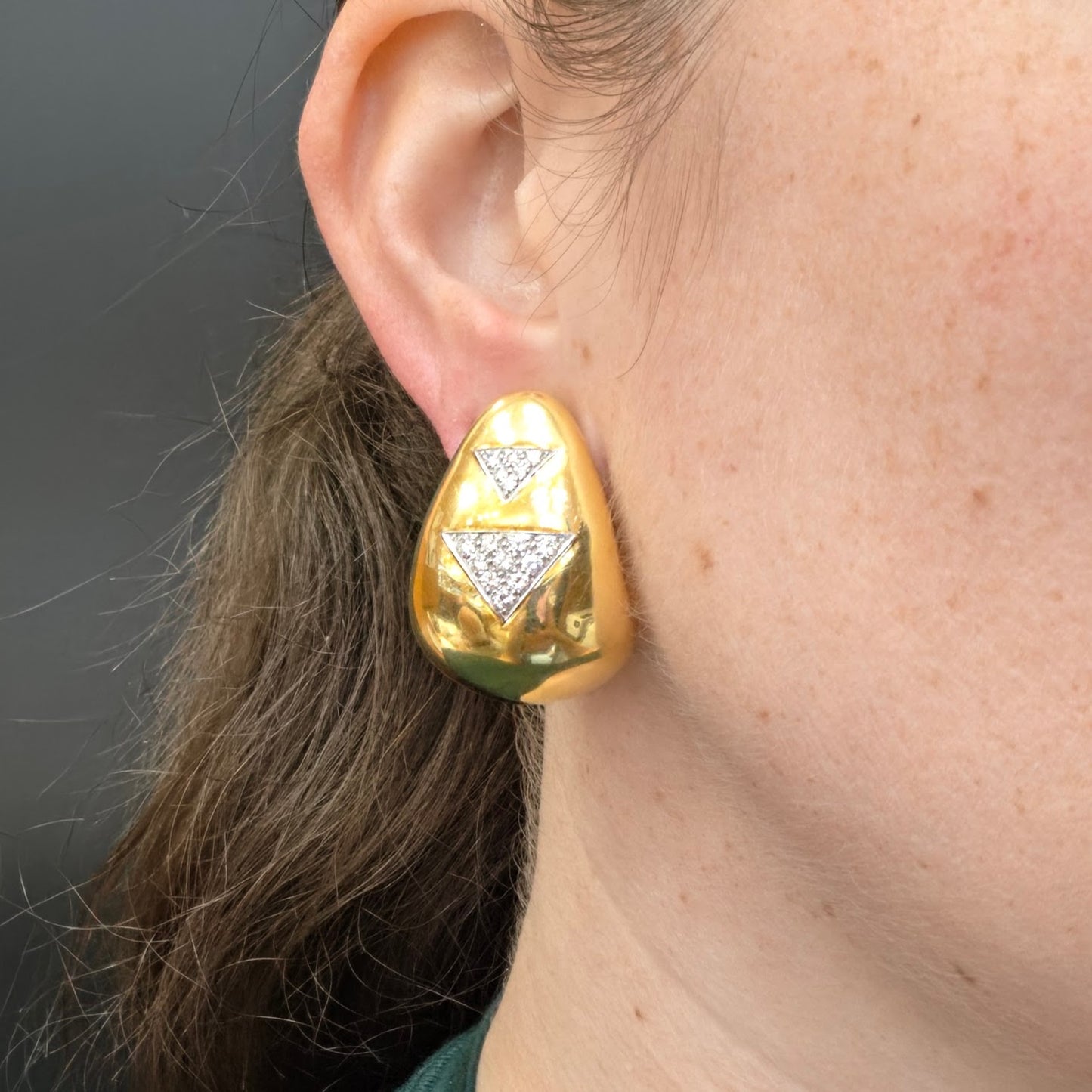 David Webb 18K Gold Diamond Earrings