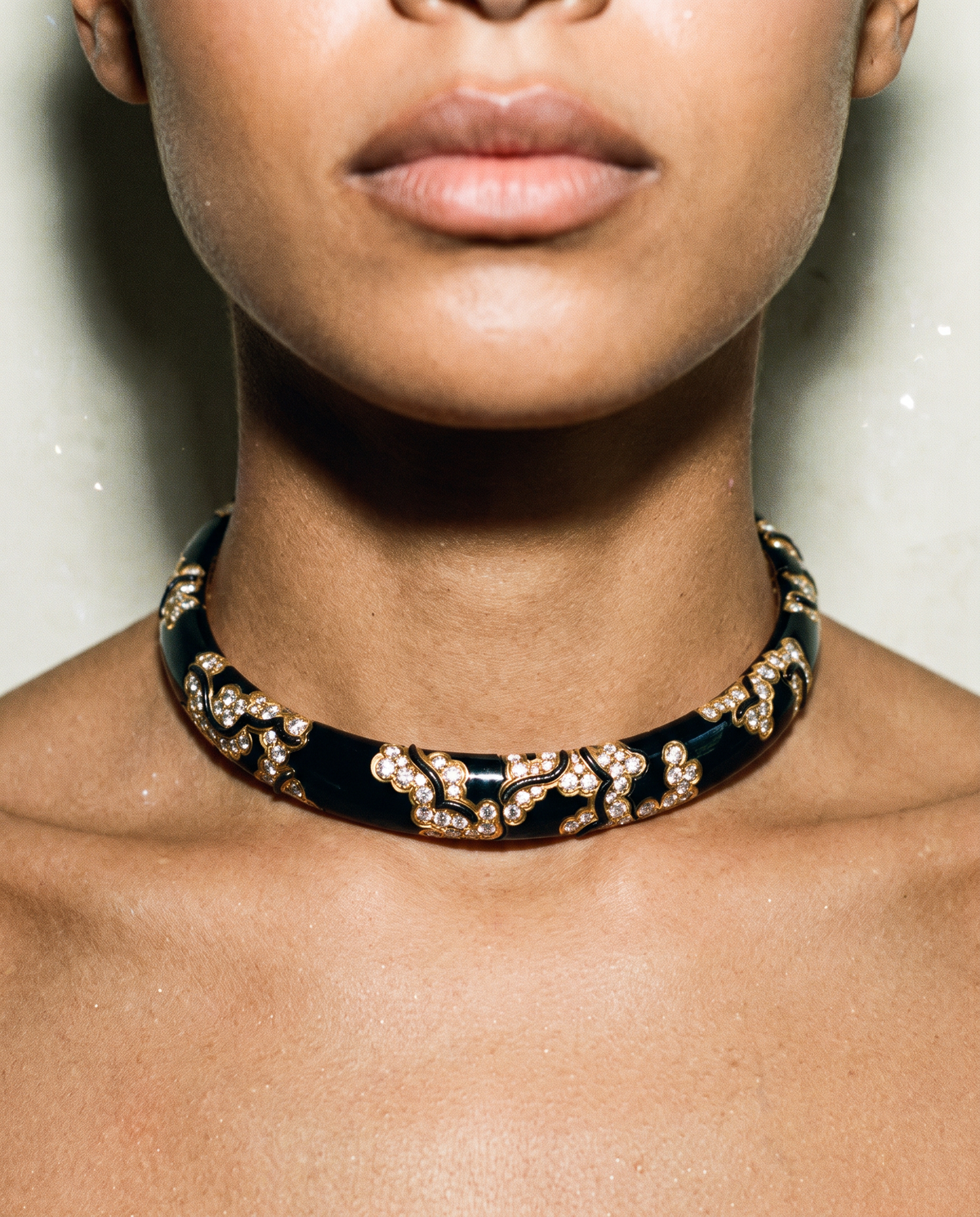 Marina B 18K Black Enamel Diamond 'Écume' Choker Necklace