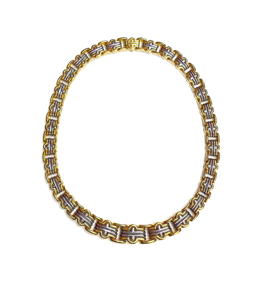 Bulgari 'Parentesi' 18K Gold and Steel Necklace