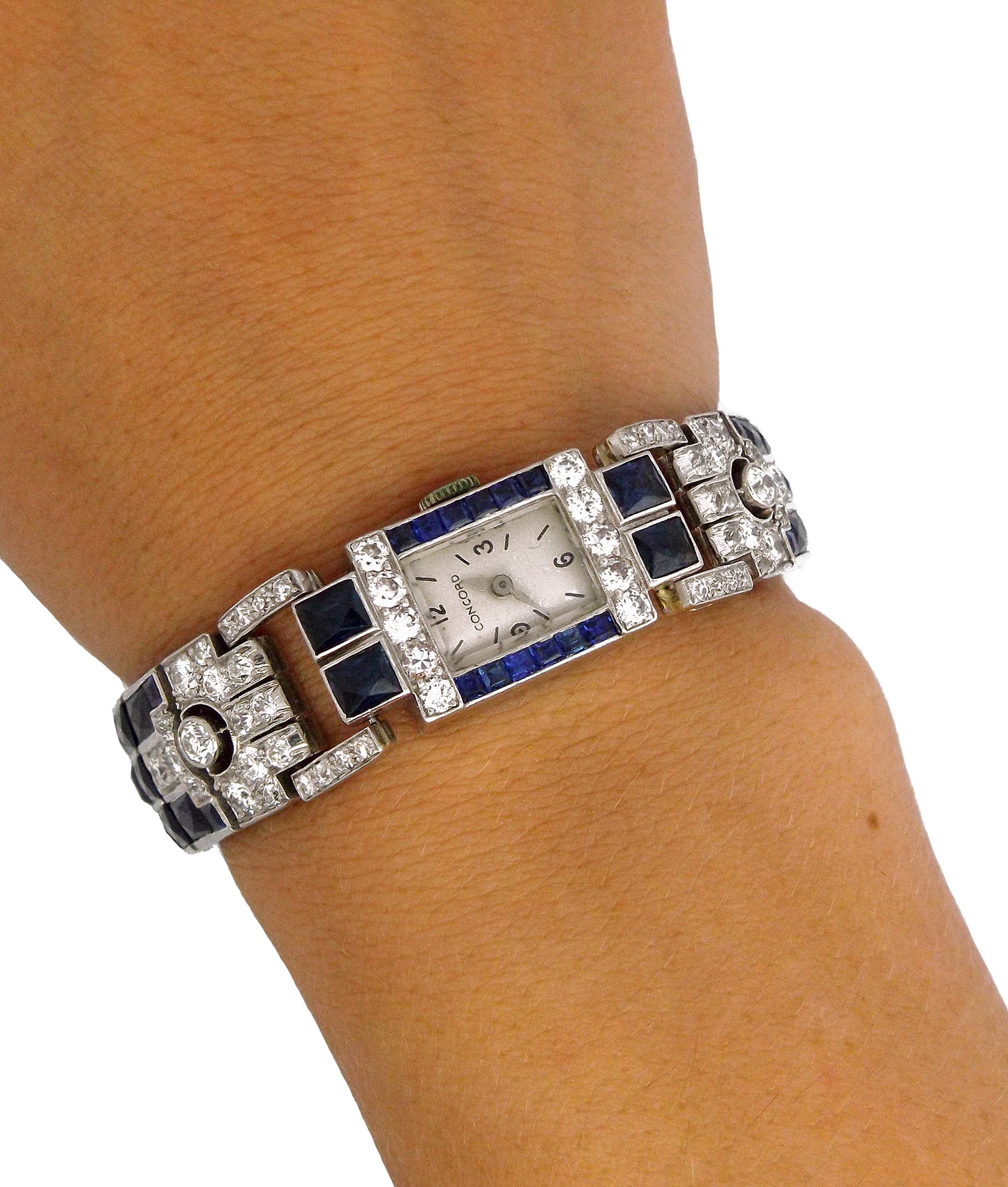Concord Sapphire 5ct Diamond Bracelet Wristwatch Watch 7"