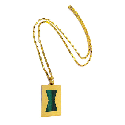 Cartier Gold Malachite Pendant Long Chain Necklace