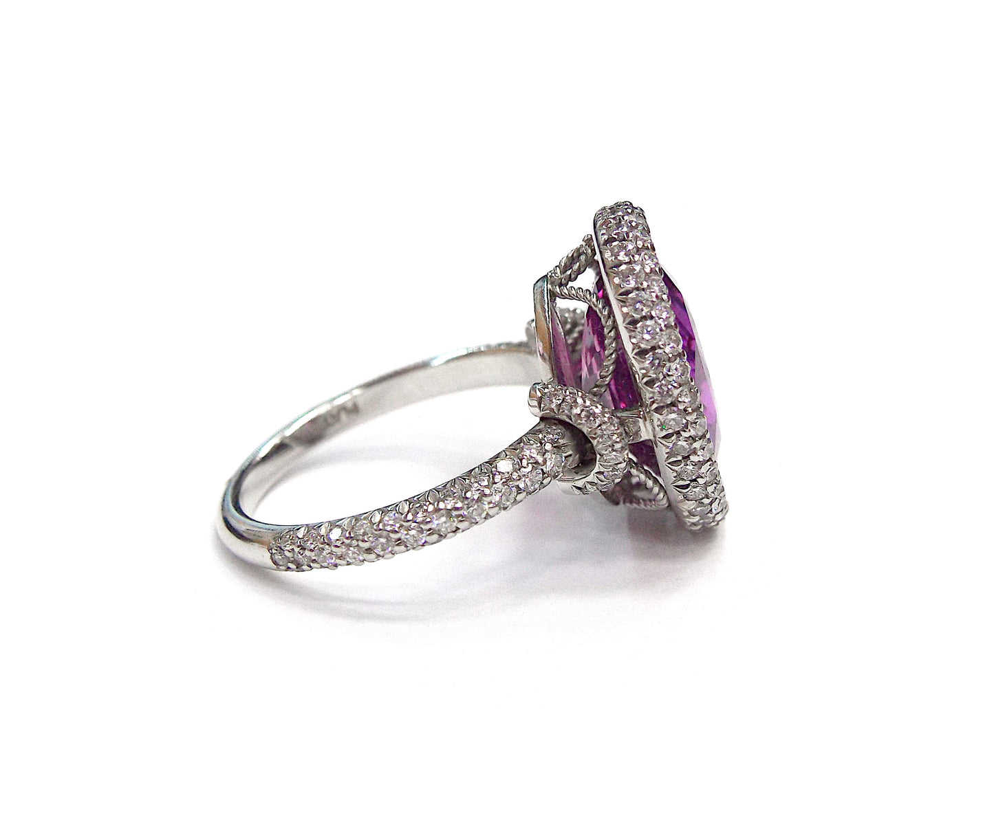 Pink Sapphire Diamond Ring GIA