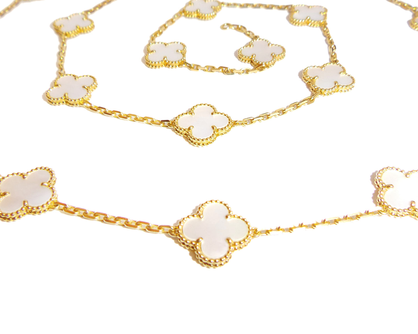 Van Cleef & Arpels Vintage Alhambra Gold Mother-of-Pearl Necklace, 20 Motifs