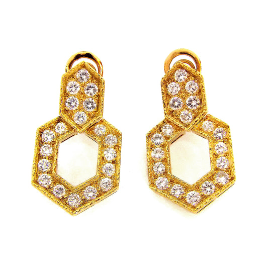 Van Cleef & Arpels 18K Yellow Gold Diamond Earclips