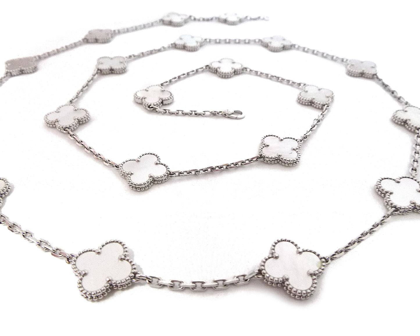 Van Cleef & Arpels Vintage Alhambra Gold Mother-of-Pearl Necklace, 20 Motifs