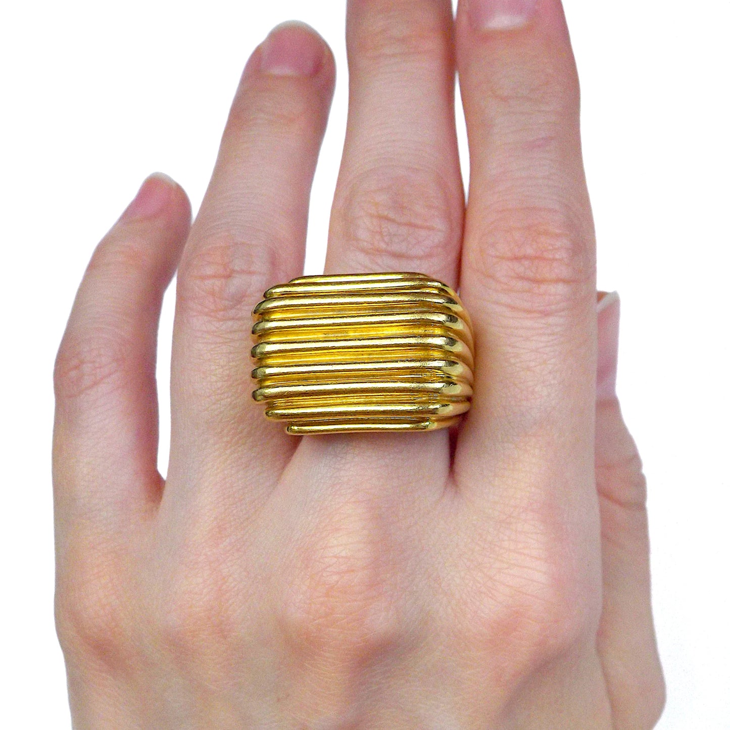 David Webb 18K Yellow Gold Radiator Ring