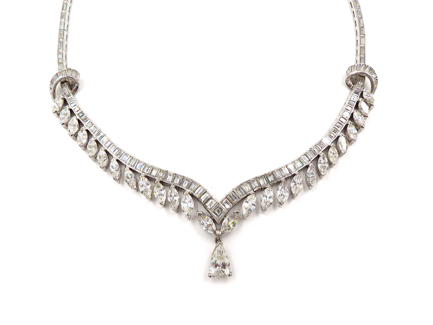 Platinum Diamond Necklace w/a GIA Certified Pear-Shape