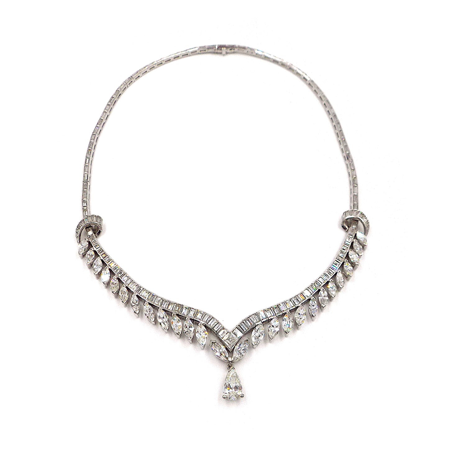 Platinum Diamond Necklace w/a GIA Certified Pear-Shape