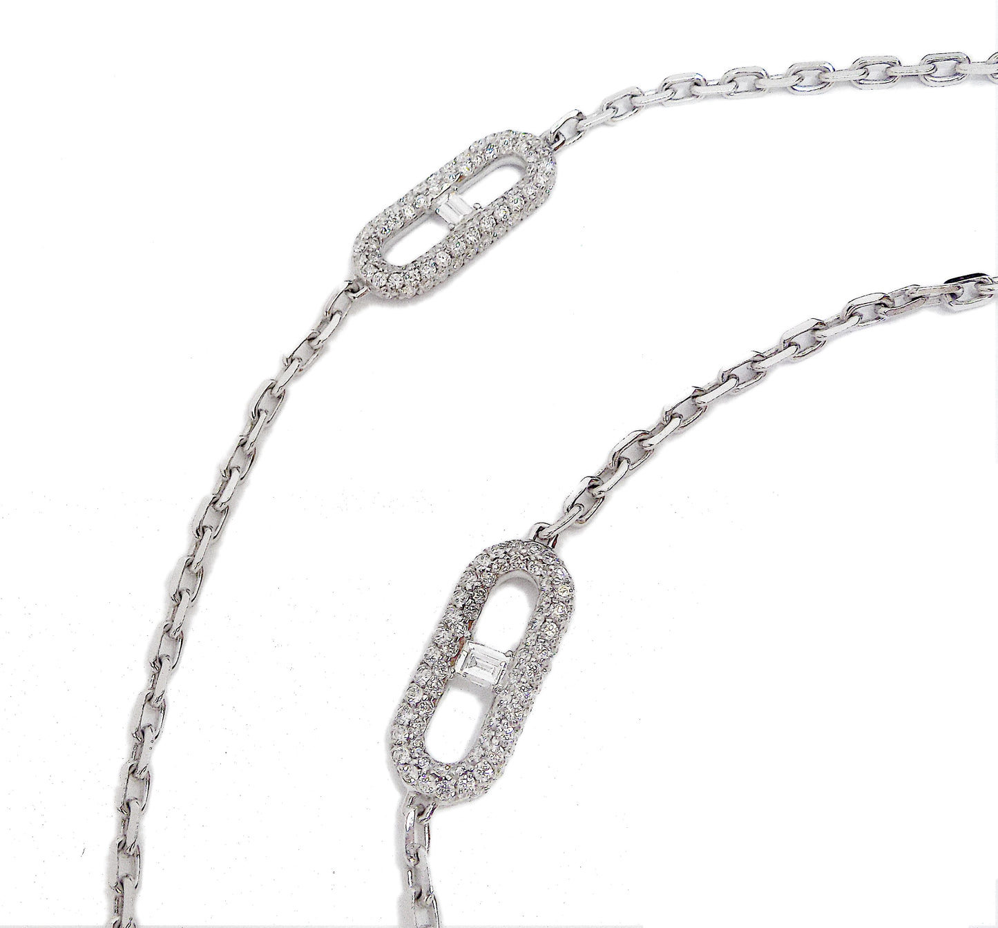 Crivelli 18K White Gold Diamond Long Chain Necklace