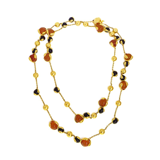 Marina B 18K Gold Carnelian Onyx 'Cardan' Chain Necklace