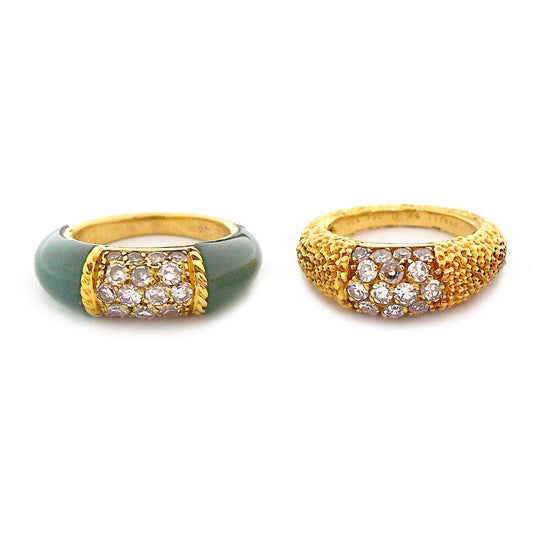 Set of Van Cleef & Arpels 18K Gold Chalcedony Diamond 'Philippine' Rings