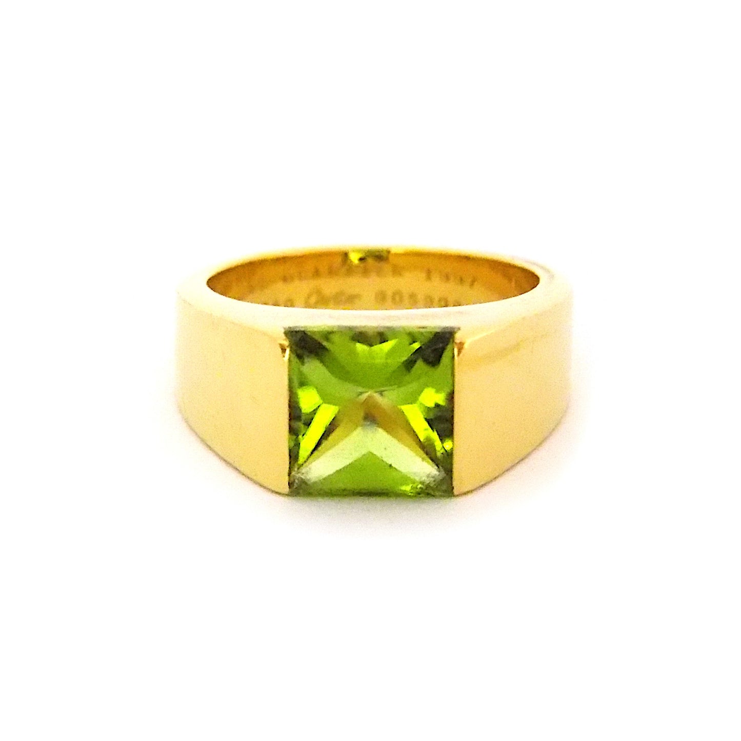 Set of Vintage Cartier 18K Yellow Gold Peridot Citrine 'Tank' Rings