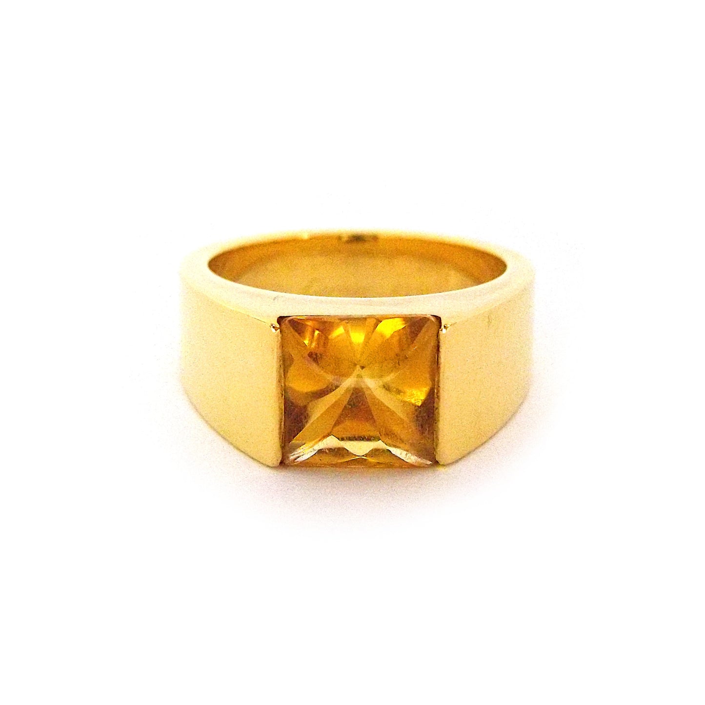 Set of Vintage Cartier 18K Yellow Gold Peridot Citrine 'Tank' Rings