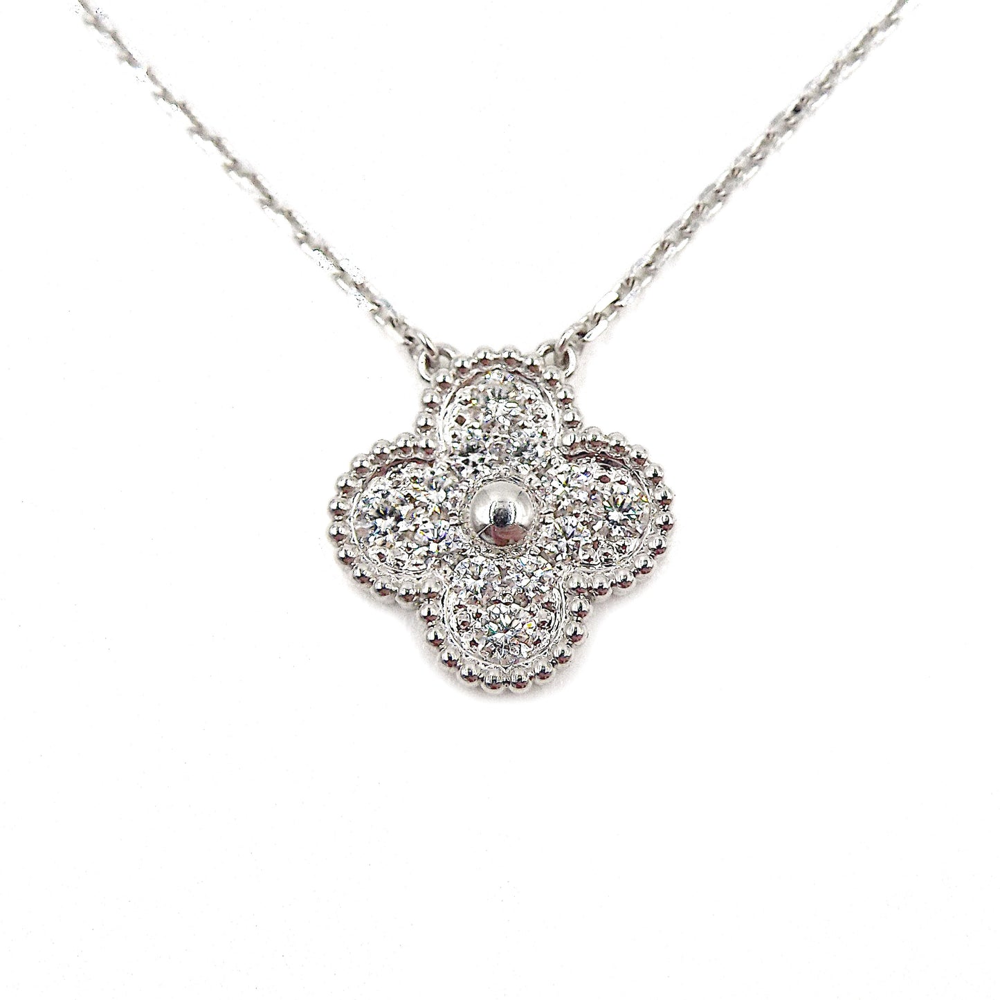 Van Cleef & Arpels Vintage Alhambra Gold Diamond Pendant Necklace