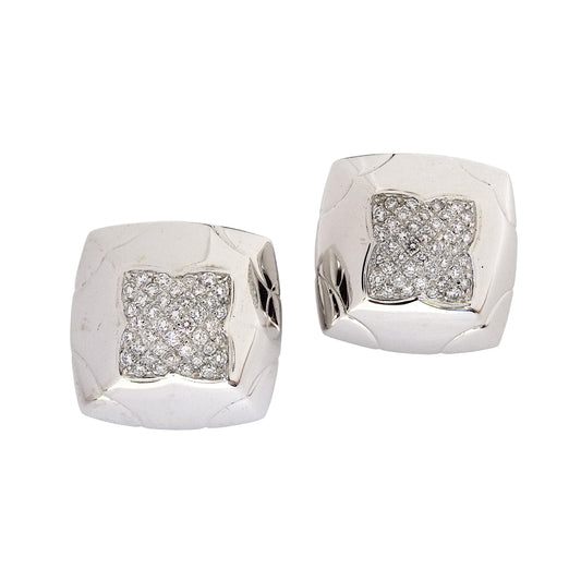 Bulgari Pyramid 18K White Gold Diamond Earrings