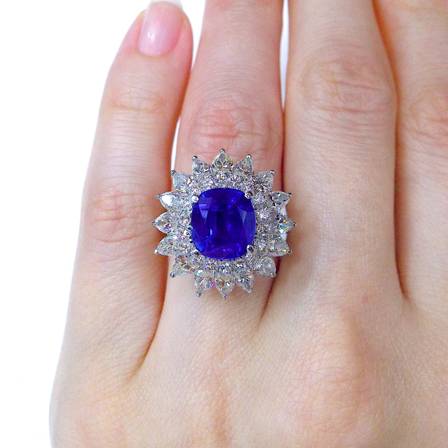 Burma No Heat Sapphire Diamond Platinum Ring