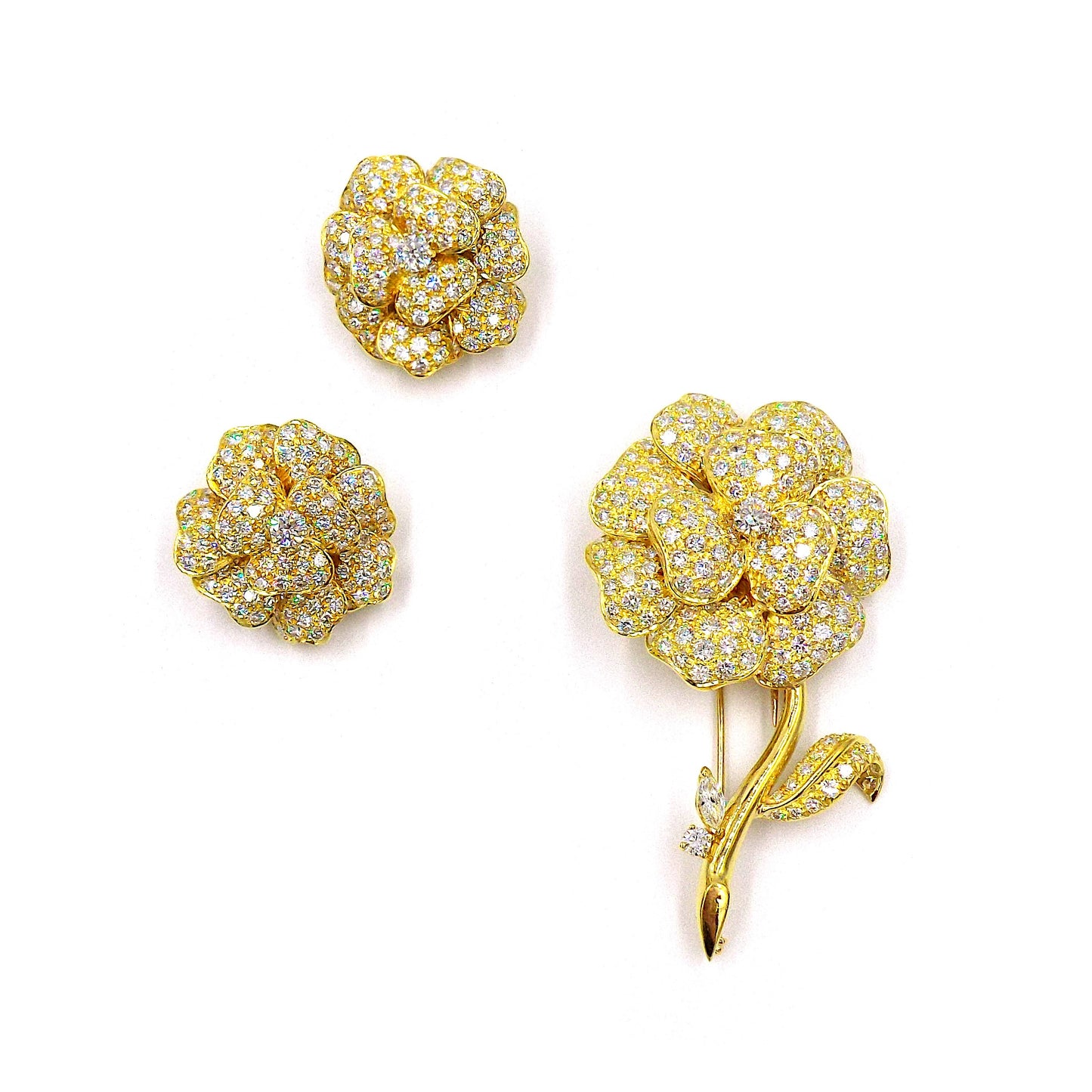 Tallarico Diamond Clip-Brooch and Earclips Set