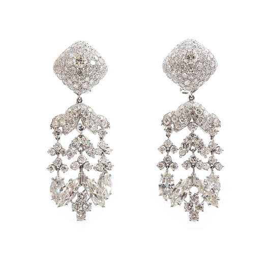 David Webb Platinum Diamond Chandelier Earrings